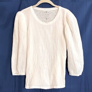 Velvet Tee’s, white cotton and gauze mid sleeve top, SZ SMALL